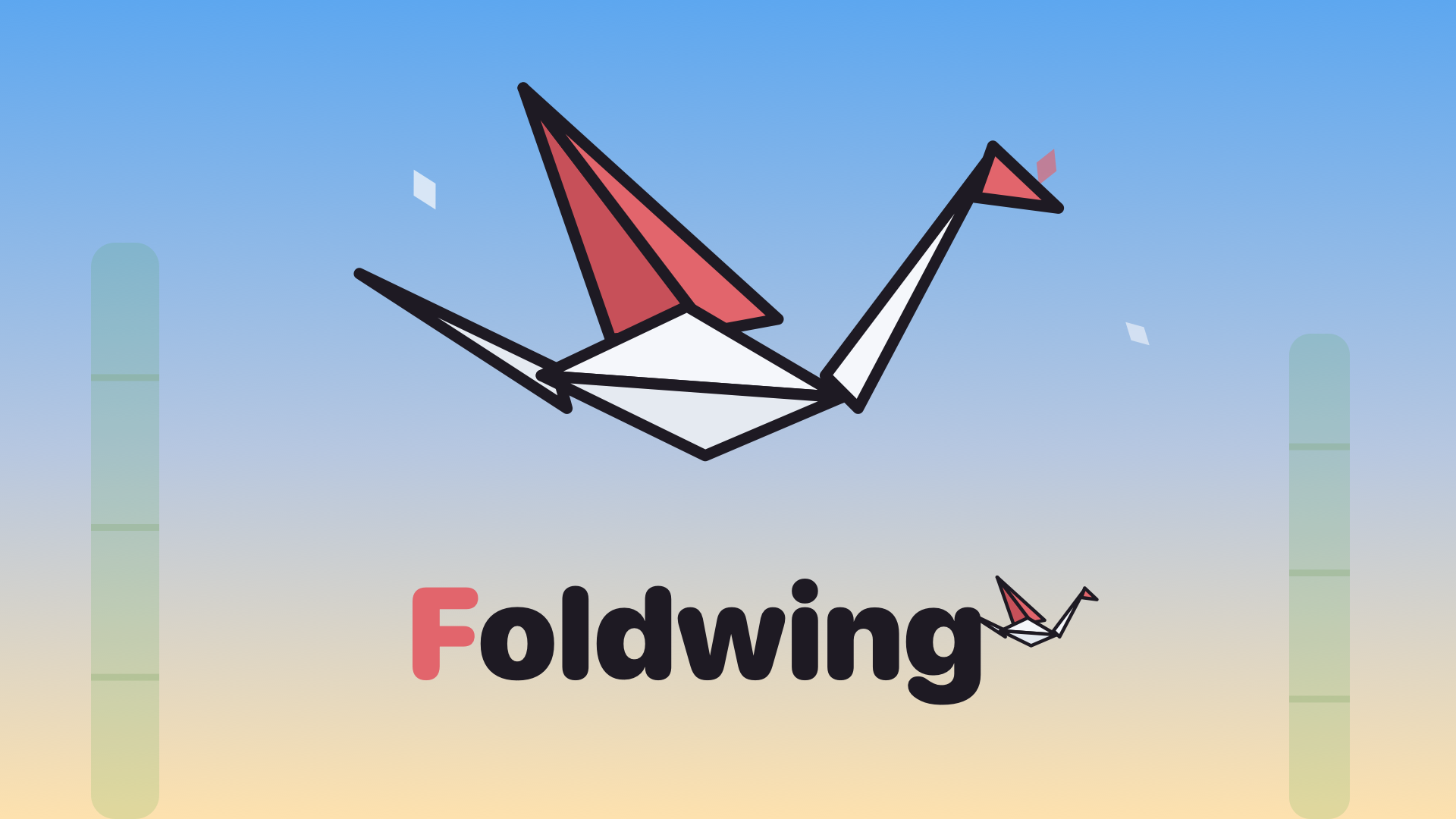 An origami crane flying above the Foldwing wordmark